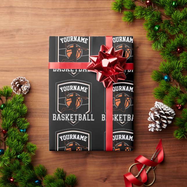 Personalised Basketball Player NAME Slam Dunk Team Wrapping Paper (Holiday Gift)
