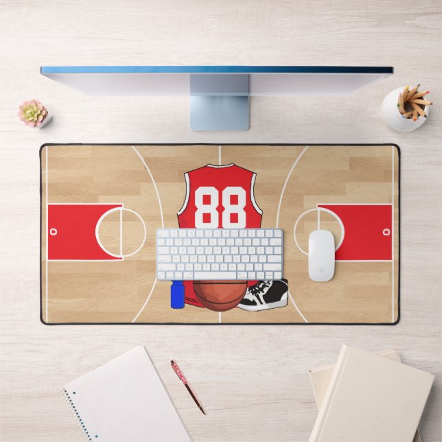 Personalised Basketball player on basketball court Desk Mat (Office 1)