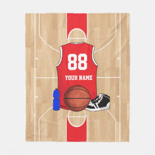 Personalised Basketball player on basketball court Fleece Blanket