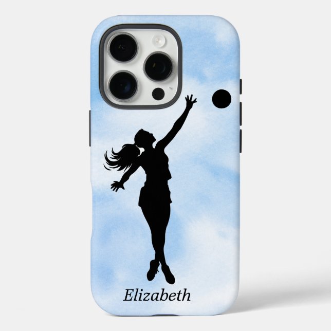 Personalised Basketball Player Silhouette Blue Sky Case-Mate iPhone Case (Back)