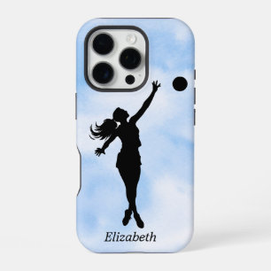 Personalised Basketball Player Silhouette Blue Sky iPhone 16 Pro Case