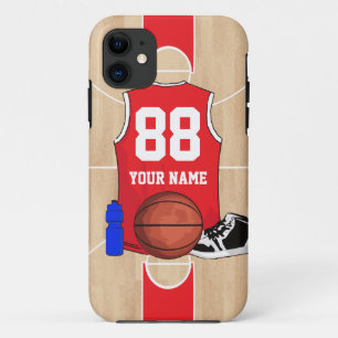 Personalised Basketball shirt on court iPhone 11 Case