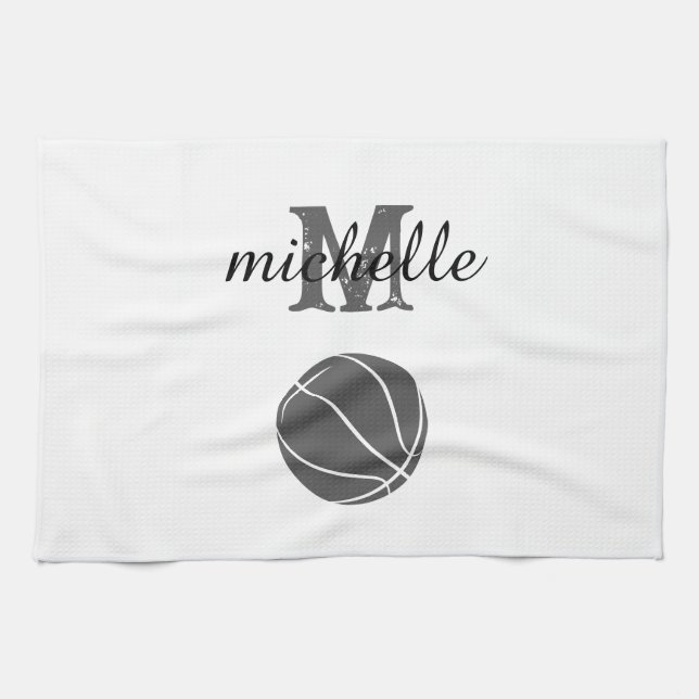 Personalised Basketball Tea Towel (Horizontal)
