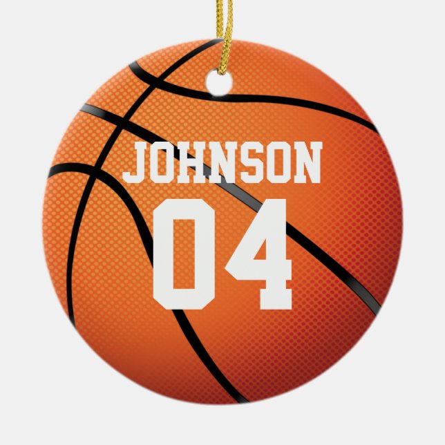 Personalised Basketball Team Christmas Ceramic Ornament (Front)