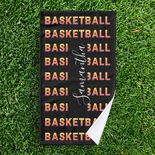Personalised Basketball Team Kids Name Modern Cool Hand Towel