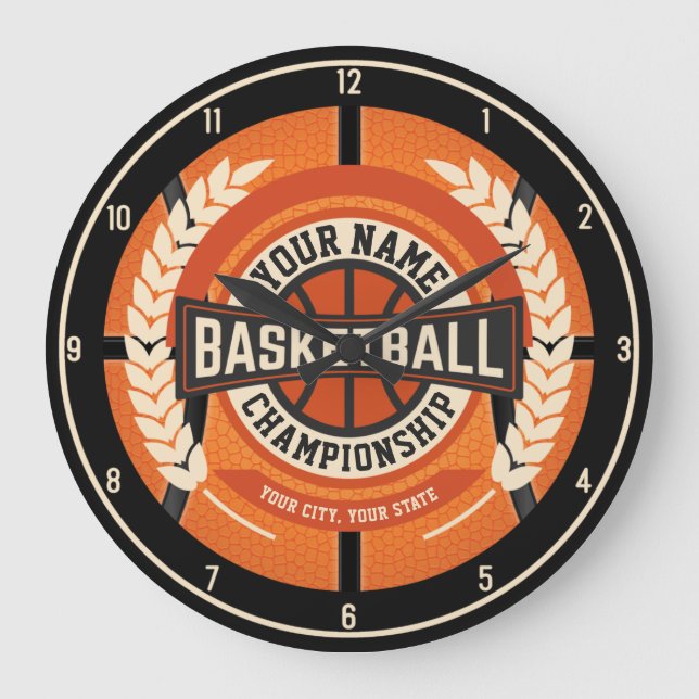Personalised Basketball Team Player Custom Athlete Large Clock (Front)