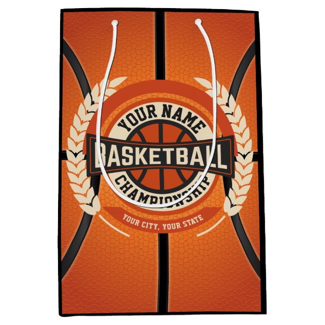 Personalised Basketball Team Player Custom Athlete Medium Gift Bag (Front)