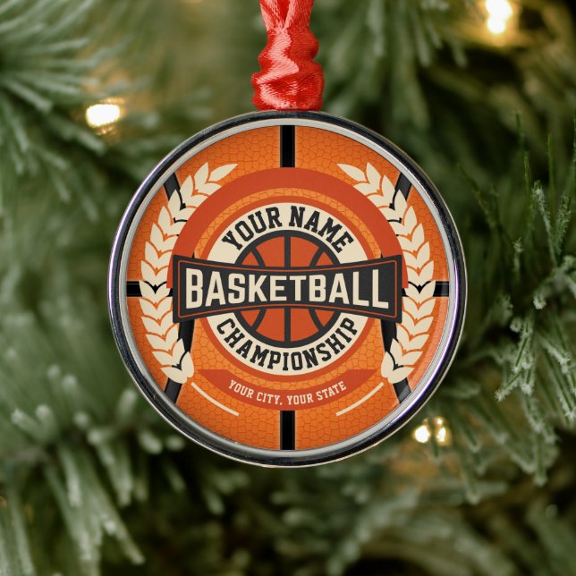 Personalised Basketball Team Player Custom Athlete Metal Ornament (Tree)