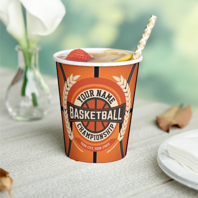 Personalised Basketball Team Player Custom Athlete Paper Cups (Insitu)