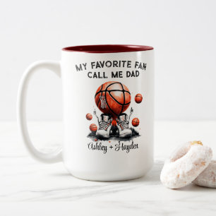 Personalised basketball with kids name fathers day Two-Tone coffee mug
