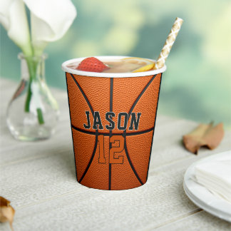Personalised Basketball with Name & Age Paper Cups