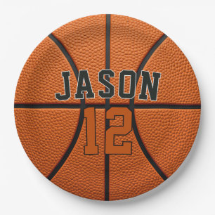 Personalised Basketball with Name & Age Paper Plate