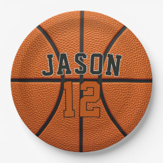 Personalised Basketball with Name & Age Paper Plate