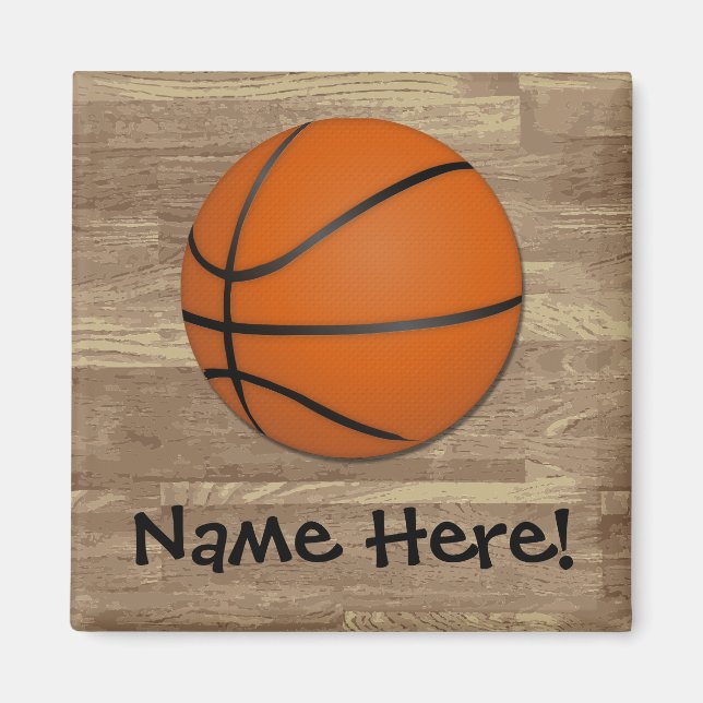 Personalised Basketball Wood Floor Magnet (Front)