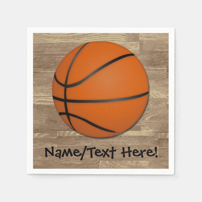 Personalised Basketball Wood Floor Napkin (Front)