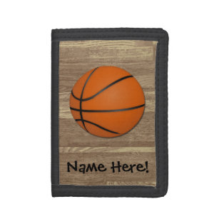 Personalised Basketball Wood Floor Tri-fold Wallet
