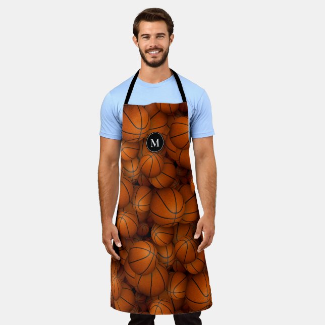 personalised basketballs sports pattern apron (Worn)