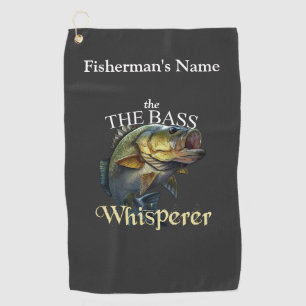 Personalised Bass Whisperer Dark Fishing Towel