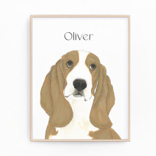 Personalised Basset Hound Art Photo Print