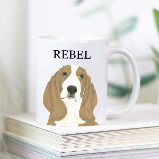 Personalised Basset Hound Beverage Coaster Coffee Mug (Creator Uploaded)