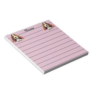 Personalised Basset Hound Puppy With Flowers Notepad
