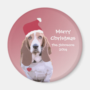 Personalised Basset Hound Santa Magnets