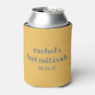 Personalised Bat Mitzvah Favour Yellow Grey Can Cooler