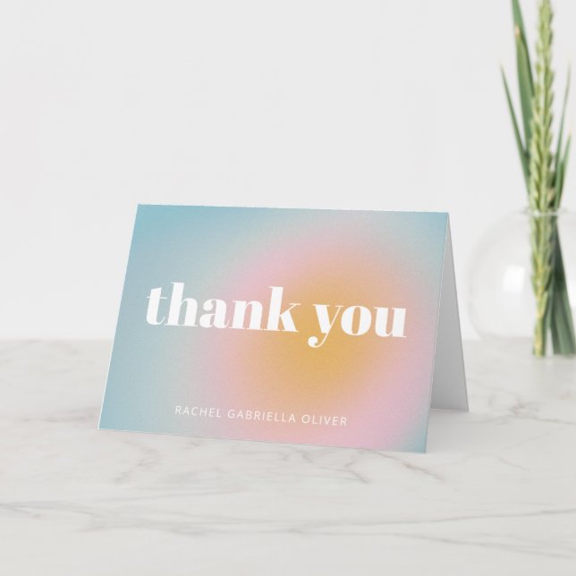 Personalised Bat Mitzvah Soft Blue Pastel Gradient Thank You Card (Front)