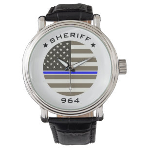 Personalised Batch Number Sheriff Blue Line Flag Watch