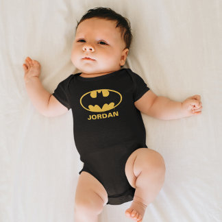 Personalised Batman Symbol | Oval Logo Baby Bodysuit