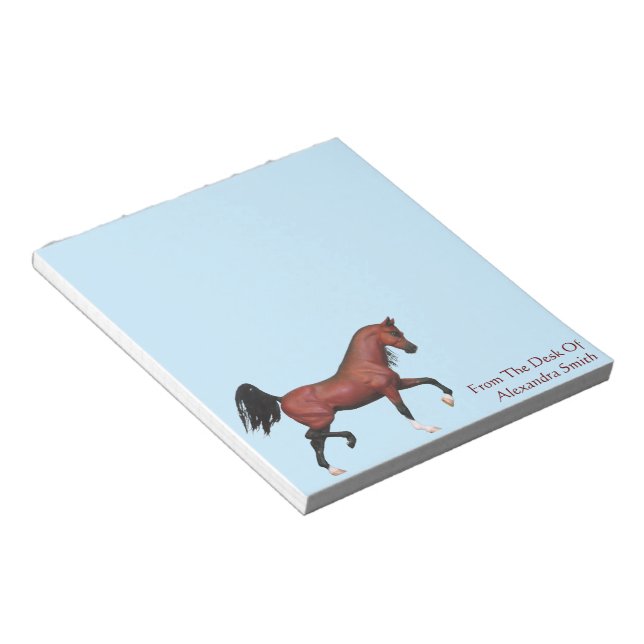 Personalised Bay Trotting Arabian Horse Art Notes (Angled)