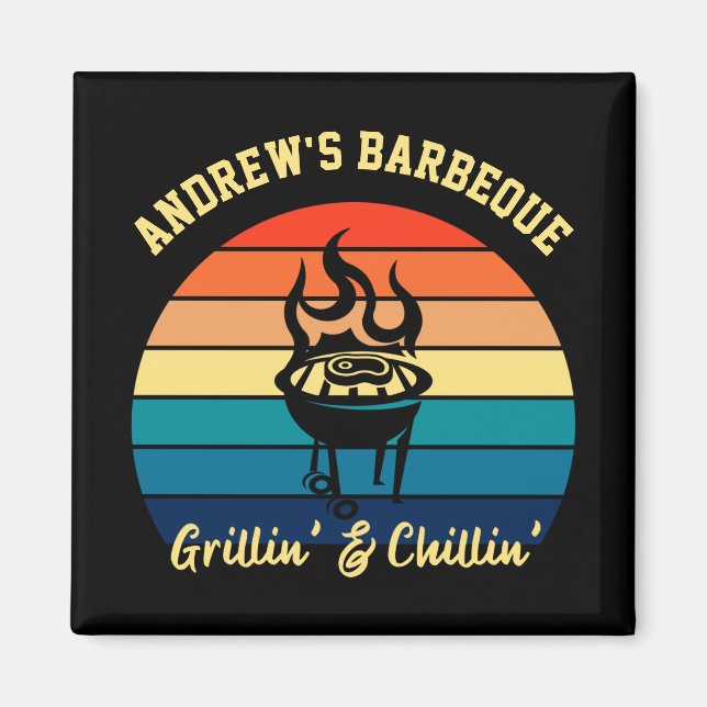 Personalised BBQ - Chilling and Grilling Magnet (Front)