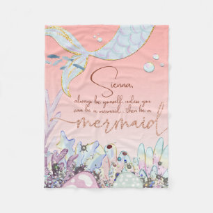 Personalised "Be a Mermaid" Fleece Blanket