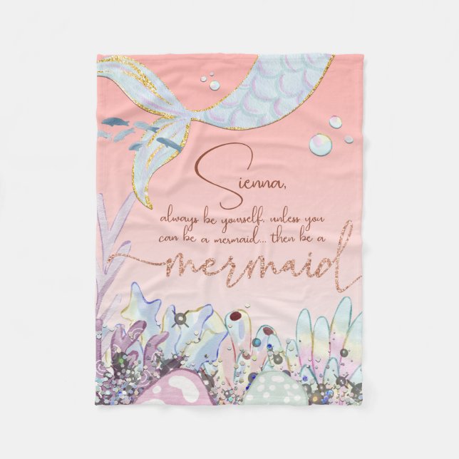 Personalised "Be a Mermaid" Fleece Blanket (Front)
