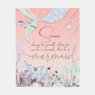 Personalised "Be a Mermaid" Fleece Blanket