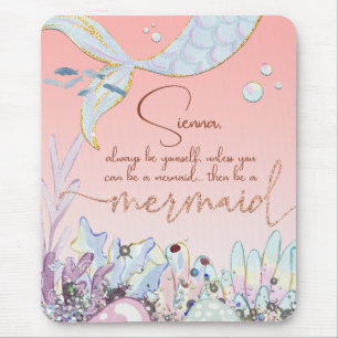 Personalised "Be a Mermaid" Pastel Glitter Mouse Pad
