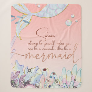 Personalised "Be a Mermaid" Pastel Glitter Sherpa Blanket