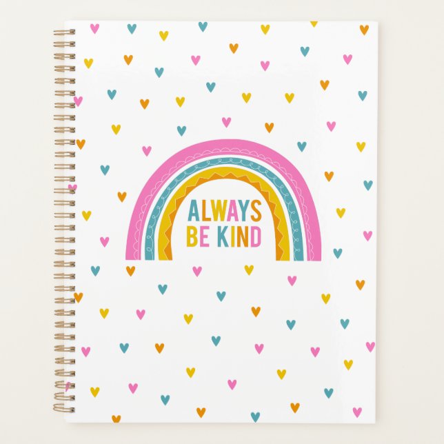 Personalised Be Kind Rainbow Planner (Front)