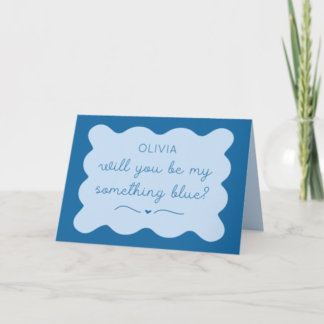 Personalised Be My Something Blue Wavy Handwritten Card (Front)