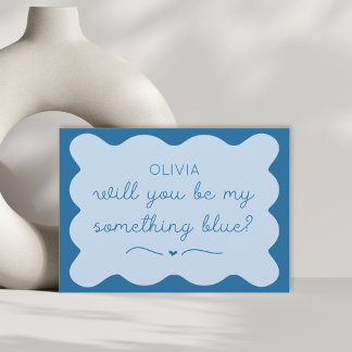Personalised Be My Something Blue Wavy Handwritten Card