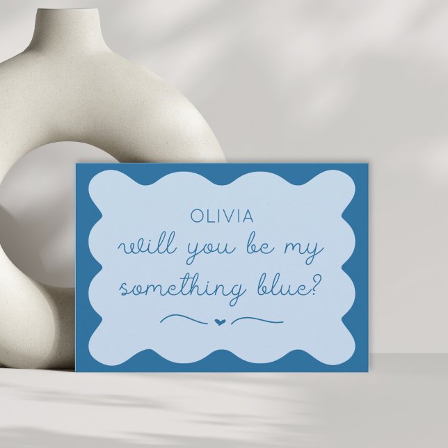 Personalised Be My Something Blue Wavy Handwritten Card (Creator Uploaded)