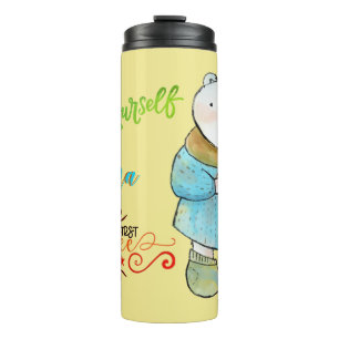 Personalised Be Yourself But First Coffee Bear Thermal Tumbler
