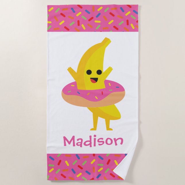 Personalised Beach Banana Beach Towel (Front)