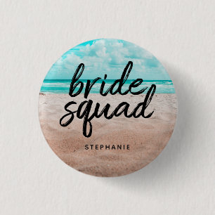 Personalised Beach Bride Squad Button