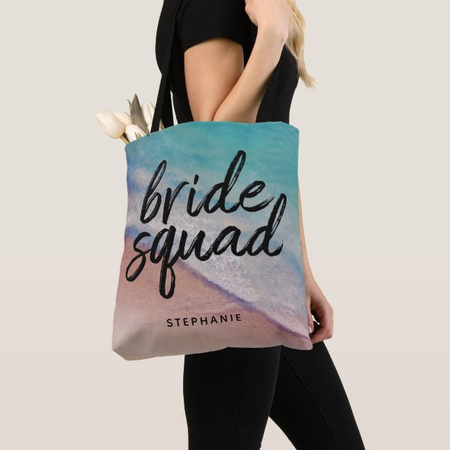 Personalised Beach Bride Squad Tote Bag (Close Up)