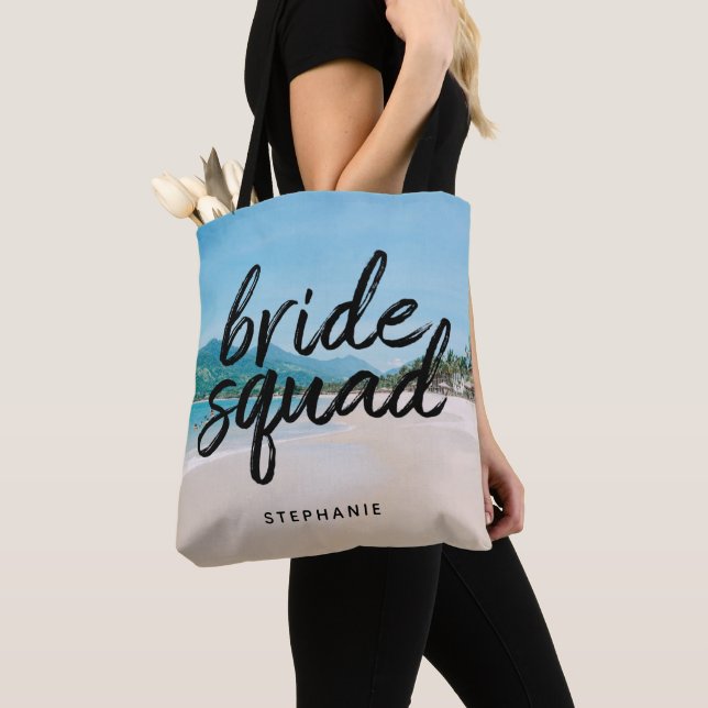 Personalised Beach Bride Squad Tote Bag (Close Up)