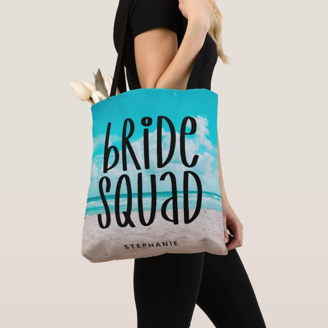 Personalised Beach Bride Squad Tote Bag (Close Up)