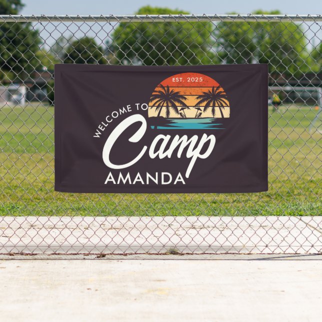 Personalised Beach Camp Bachelorette Party Custom Banner (Insitu)