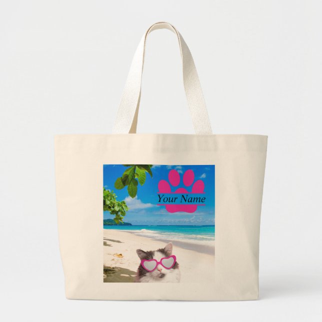 Personalised Beach Cat Jumbo Tote (Front)
