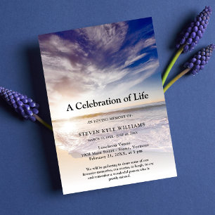 Personalised Beach Celebration of Life Funeral Invitation